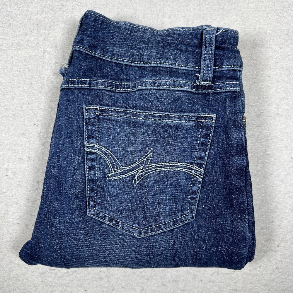 Wrangler Jeans Juniors 5X30 Blue Boot Cut Distressed Stretch Denim Pants Ripped
